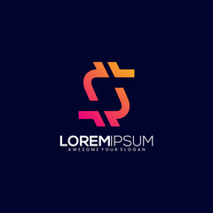abstract  letter S crypto colorful logo gradient
