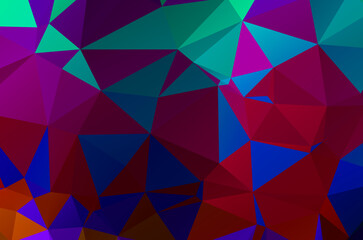 Vector, multicolor geometric background. Triangles, triangulation. Geometric mosaic, colored triangles, application in origami style