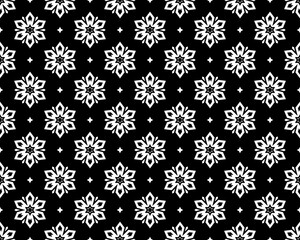 Flower geometric pattern. Seamless vector background. White and black ornament