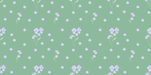 seamless pattern with delicate and cute forget-me-not flowers, colored