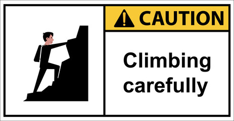 Be careful of steep slopes and rocks.Sign caution