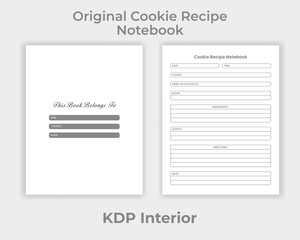 KDP Interior Original Cookie Recipe Notebook, Original Cookie Recipe Tracker Unique Design Template