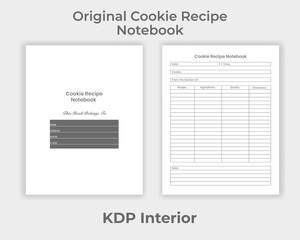 KDP Interior Original Cookie Recipe Notebook, Original Cookie Recipe Tracker Unique Design Template