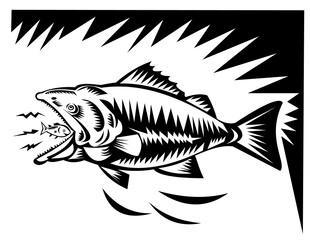 Obraz premium illustration of a big fish eating a small fish