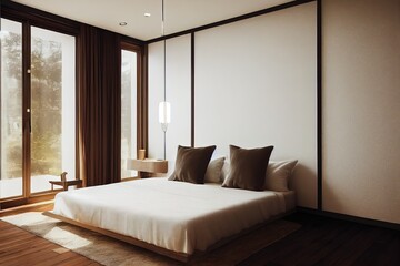 Interior of cozy bedroom in modern design