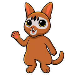Obraz premium Cute abyssinian cat cartoon waving hand