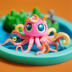 Cute octopus 3d illustration