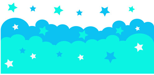 graphic illustration for print on the wall, and other, wallpaper background blue white with star and sky cloud pattern vector print