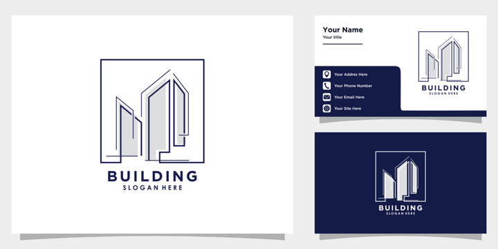 building logo design vector with element icon and business card template