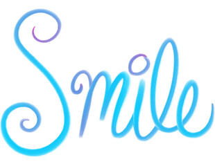 Obraz premium Smile, blue & purple cursive text