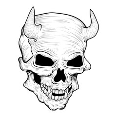 illustraion monochrome art demon skull chaacter design