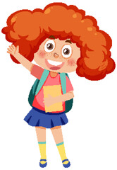 Curly hair girl cartoon character