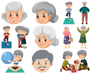 Collection of elderly people icons