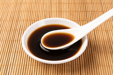 Bowl with traditional vinegar on table