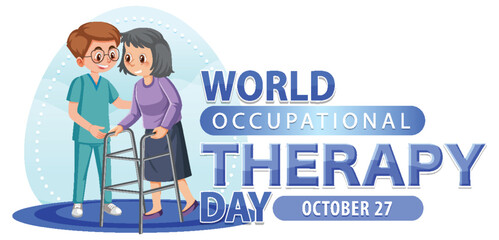 World occupational therapy day text banner design