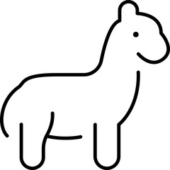 Simple llama icon, llama illustration on transparent background