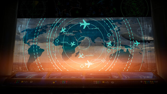 Simulation screen showing various flights for transportation and passengers.