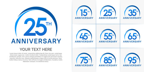 set of anniversary with blue color and swoosh can be use for celebration event