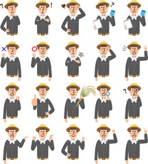 農家さん　上半身　ベクターデータセット