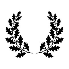 Oak wreath. Silhouette of an oak branch