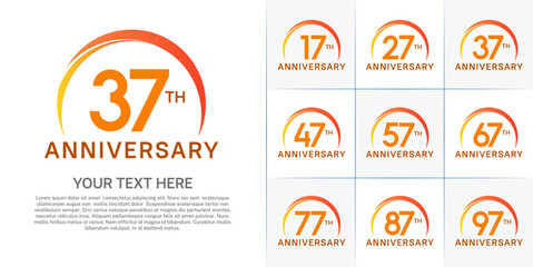 set of anniversary with orange color and swoosh can be use for celebration event