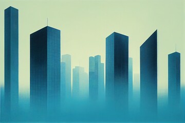 Fototapeta premium empty, modern square and skyscrapers in modern city