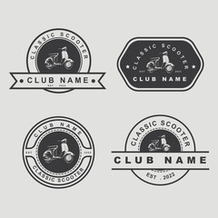 scooter emblems, logos, labels and design elements. Vector illustration isolated on white background. © Agus