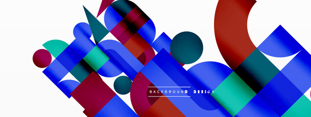 Minimal geometric abstract background. Circle square and triangle design. Trendy techno business template for wallpaper, banner, background or landing