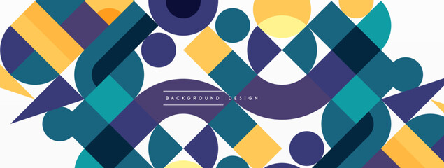 Minimal geometric abstract background. Circle square and triangle design. Trendy techno business template for wallpaper, banner, background or landing © antishock