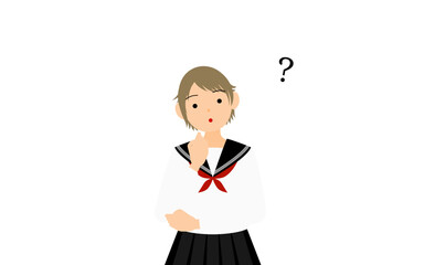 白いセーラー服を着た女子生徒、疑問を持つ