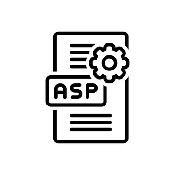 Black line icon for asp file 
