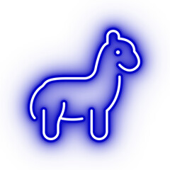 Neon navy llama icon, llama illustration on transparent background