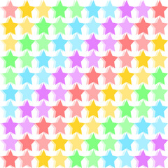 Rainbow color of stars, abstract background. Seamless diagonal pattern design. Paper, cloth, fabric, dress, napkin, cover, bed printing, gift, wrap. Matter, alternative, lgbtq, childish, playground.
