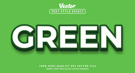 Editable text effect, Green text with modern style and layered style
