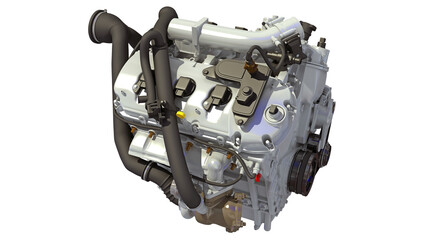 V8 Engine 3D rendering on white background
