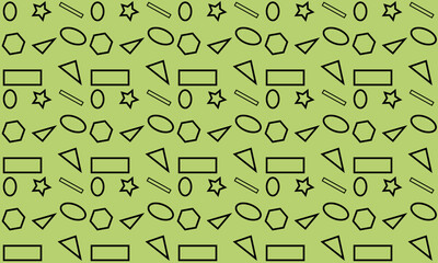 Abstract geometric line shapes on green background.