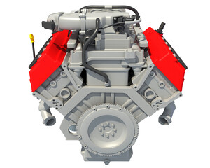 V8 Engine 3D rendering on white background