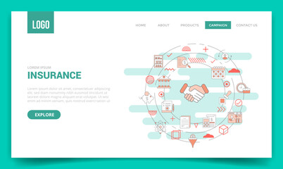 insurance concept with circle icon for website template or landing page homepage