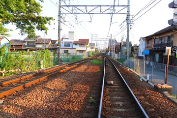 Fototapeta premium 線路から見た町の風景