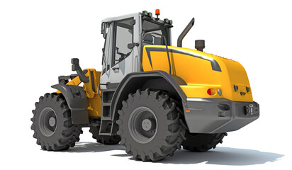 Fototapeta na wymiar Wheel Loader heavy construction machinery 3D rendering on white background
