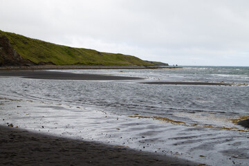 Hvitserkur sea stack, Iceland. Black sand beach