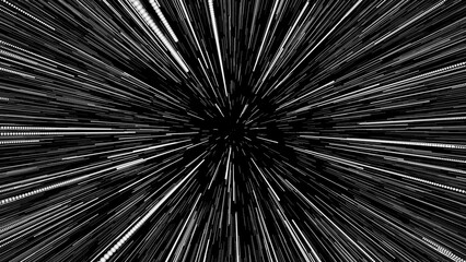 Space hyper-lapse or Space Jump or Hyperspace Jump stars. 3d rendering time travel, traveling through stars with the speed of light through a black hole in a space tunnel.