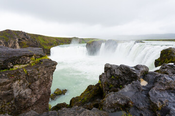 Godafoss falls in summer season view, Iceland