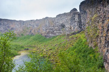 Asbyrgi glacial canyon and Botnstjorn lake, Iceland