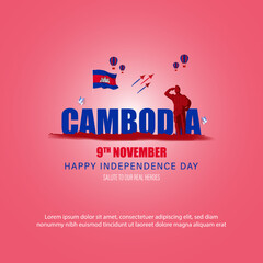 Fototapeta na wymiar Vector illustration of happy Cambodia independence day banner