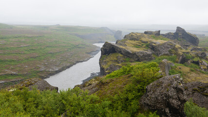 Fototapeta na wymiar Jokulsargljufur National Park on a raining day, Iceland