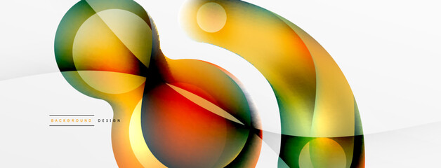 Fluid abstract background, round shapes and circle flowing design for wallpaper, banner, background or landing