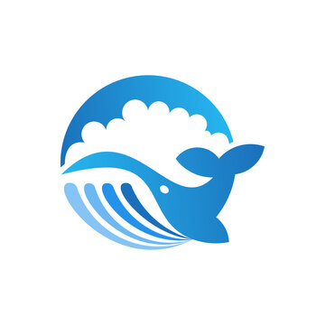 Flat whale logo design vector