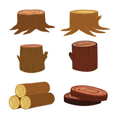 Set of wood logs for forestry and lumber industry