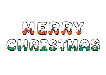 Merry Christmas word lettering cute illustration